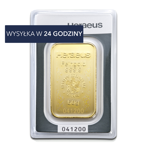 Sztabka ZŁOTA Argor-Heraeus Valcambi 999,9 50g LBMA