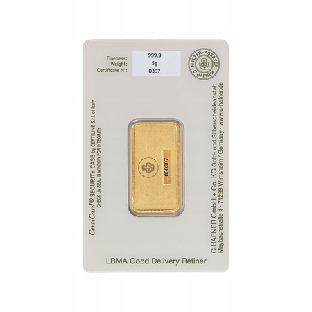 Sztabka CHafner 5 g LBMA 999,9 (24H)