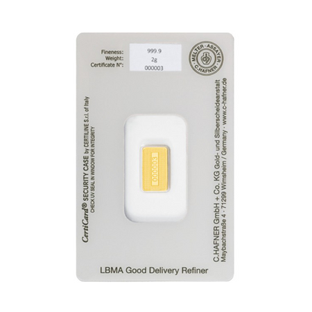 Złota Sztabka CHafner 2g LBMA 999,9